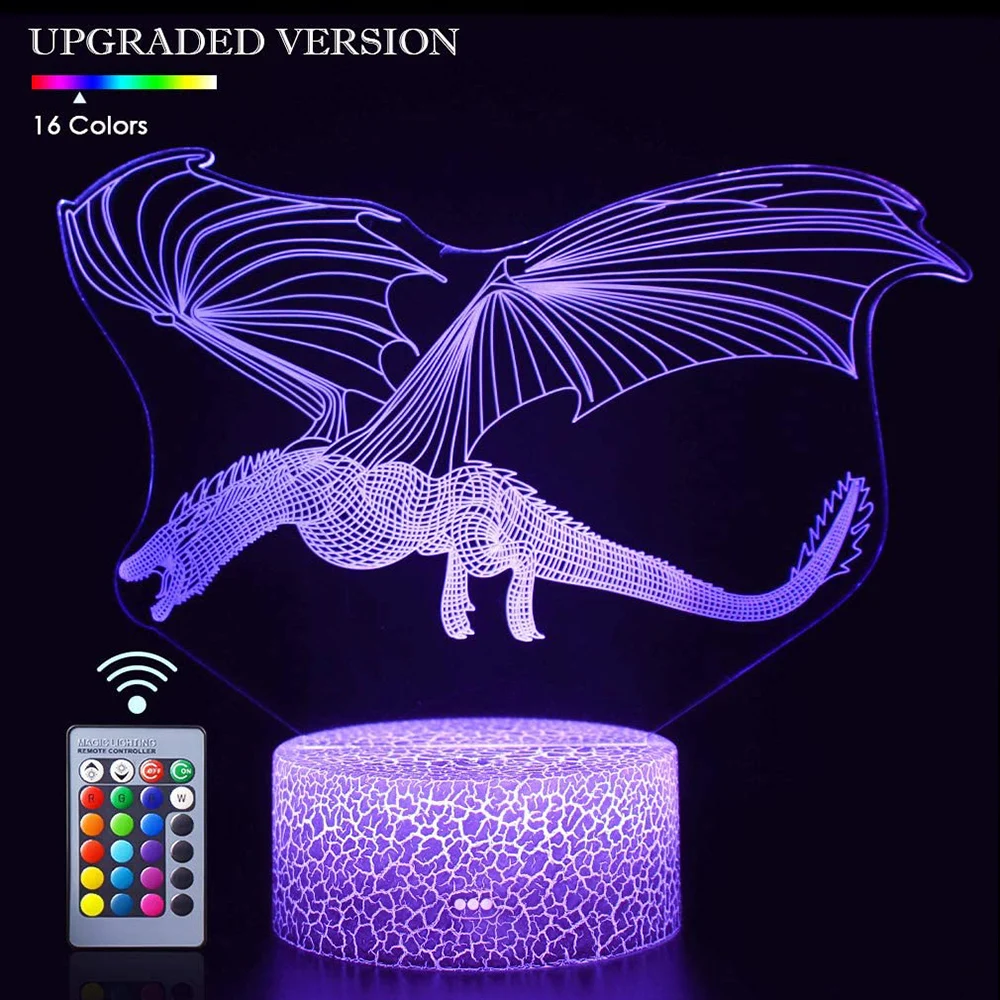 Child Remote and Touch Control 3D LED Night Light Fire Dragon 16 Color Change Table Desk Lamp Kids Xmas Gift Home decoration D30
Child Remote and Touch Control 3D LED Night Light Fire Dragon 16 Color Change Table Desk Lamp Kids Xmas Gift Home decoration D30