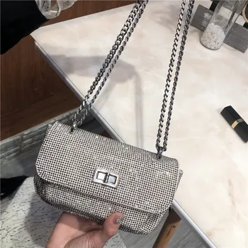 Silver Flash Diamond Flap Chain Shoulder Bag Handbags 2020 Full Rhinestone Lady Exquisite Wedding Evening Bag Spark Metal Bead
Silver Flash Diamond Flap Chain Shoulder Bag Handbags 2020 Full Rhinestone Lady Exquisite Wedding Evening Bag Spark Metal Bead