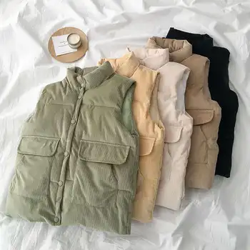 Stand Collar Corduroy Vest Coat Women Autumn Winter Jacket Women Chaleco Mujer Single Breasted Vests Sleeveless Waistcoat C6447
Stand Collar Corduroy Vest Coat Women Autumn Winter Jacket Women Chaleco Mujer Single Breasted Vests Sleeveless Waistcoat C6447