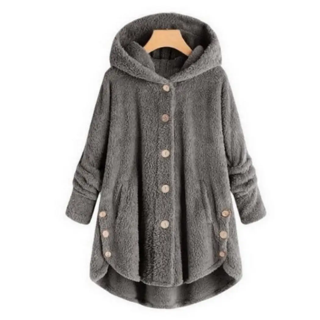 Women Casual Hooded Neck Long Sleeve Solid Autumn, Winter Asymmetry Hem Coat Loose Button
Women Casual Hooded Neck Long Sleeve Solid Autumn, Winter Asymmetry Hem Coat Loose Button