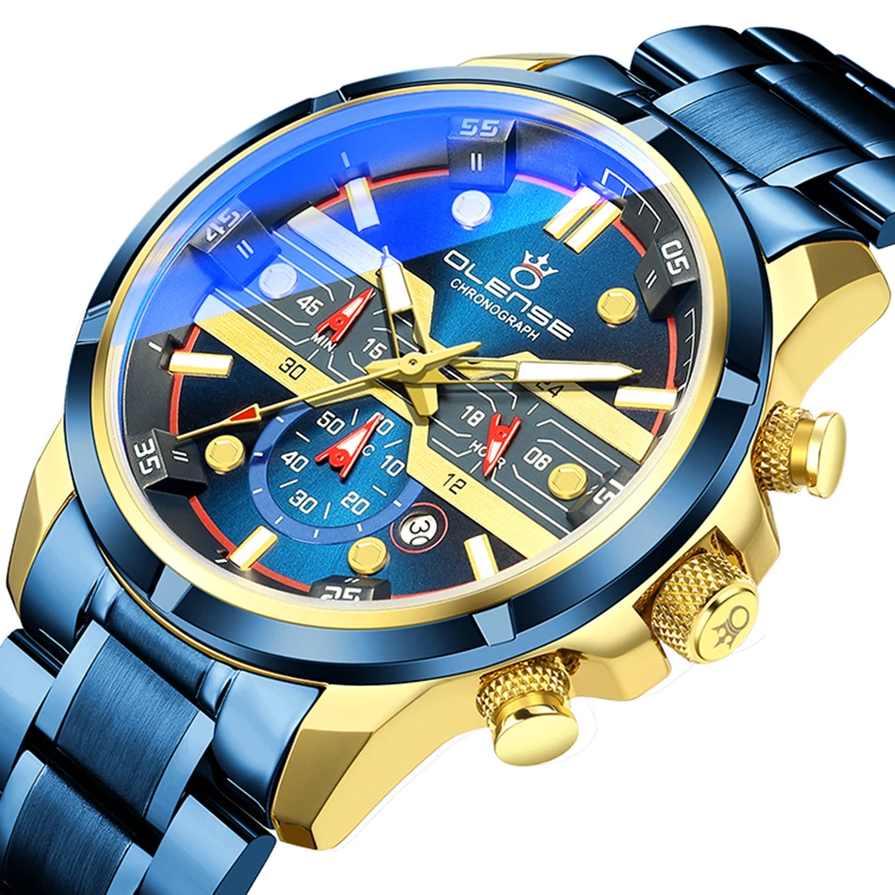 OLENSE New Fashion Mens Watches with Stainless Steel Top Brand Luxury Sports Chronograph Quartz Watch Men Relogio Masculino
OLENSE New Fashion Mens Watches with Stainless Steel Top Brand Luxury Sports Chronograph Quartz Watch Men Relogio Masculino