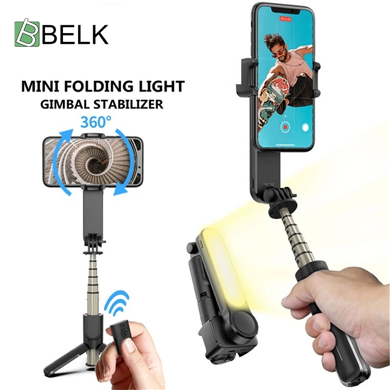 

BELK Wireless Bluetooth Selfie Stick tripod Handheld Gimbal Stabilizer with fill light shutter for IOS Android