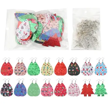 Handmade DIY Making Dangle Earrings Hallowen/Christmas Pattern PU Leather Drop Shaped Material Kit Set Multicolor Pendants ,1Set
Handmade DIY Making Dangle Earrings Hallowen/Christmas Pattern PU Leather Drop Shaped Material Kit Set Multicolor Pendants ,1Set