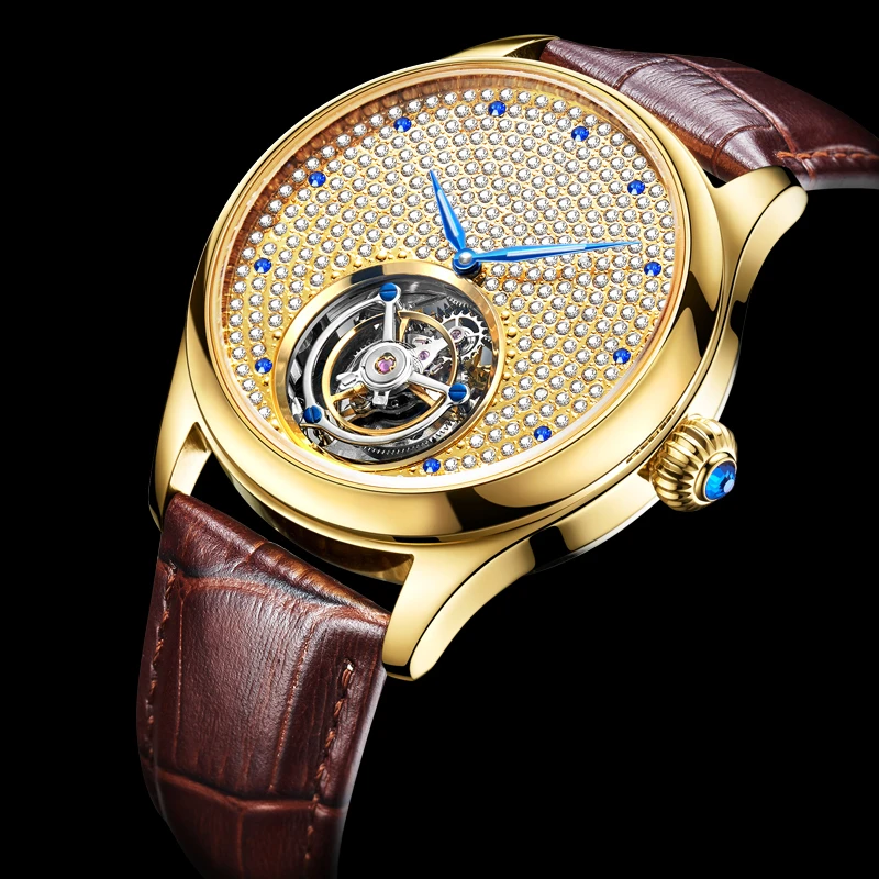 Tourbillon Mechanical Watch Men's Top Brand Watch Sapphire Mirror Original Manual Winding Hollow Movement Rhinestone Watch Saat
Tourbillon Mechanical Watch Men's Top Brand Watch Sapphire Mirror Original Manual Winding Hollow Movement Rhinestone Watch Saat
