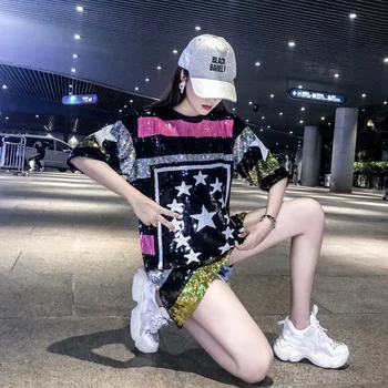 Women Spring Autumn Short Sleeve O Neck T Shirt 2020 Ladies Cotton Sequined Tee
Women Spring Autumn Short Sleeve O Neck T Shirt 2020 Ladies Cotton Sequined Tee