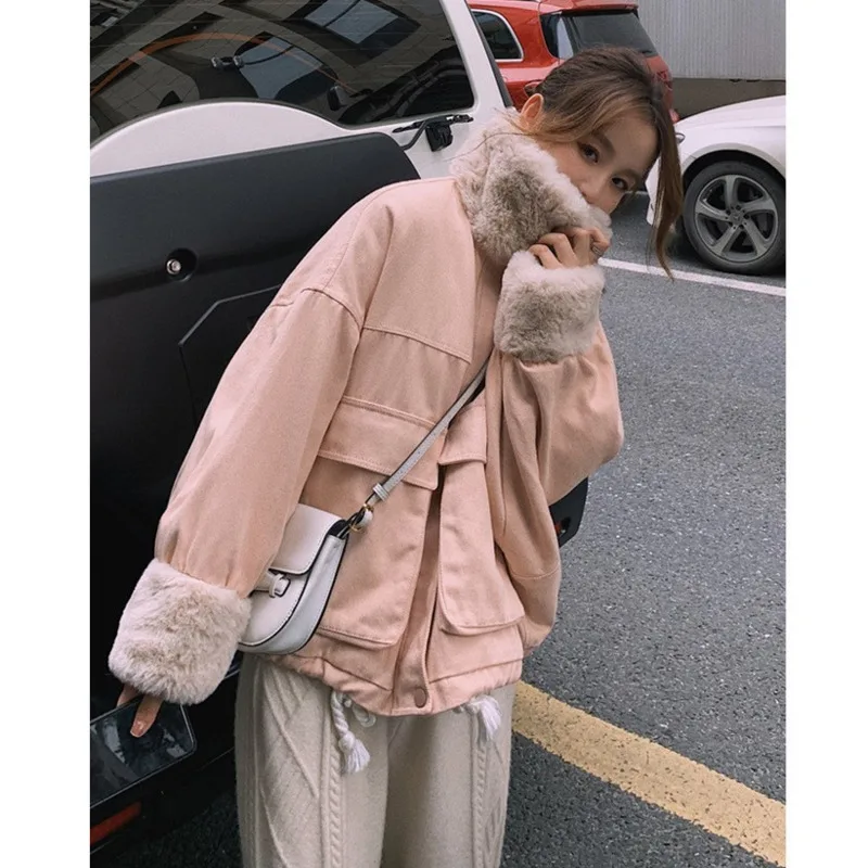 Autumn Winter Women Jackets Lambswool Parkas Warm Wild Clothes Pink Short Coat Korean Fashion Clothing Casaco Feminino Chaqueta
Autumn Winter Women Jackets Lambswool Parkas Warm Wild Clothes Pink Short Coat Korean Fashion Clothing Casaco Feminino Chaqueta