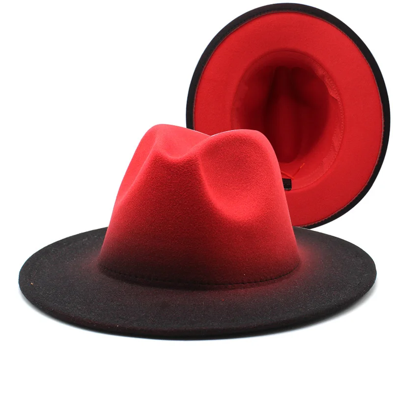 

Colorful Wide Brim New Style Church Derby Top Hat Panama Felt Fedoras Hat for Men Women artificial wool British style Jazz Cap
