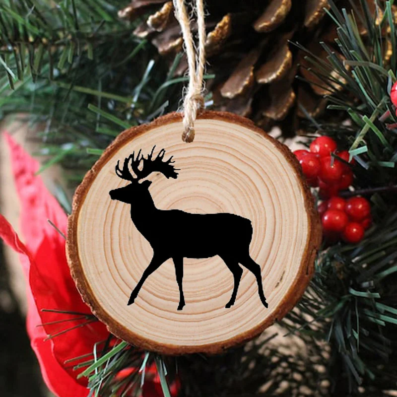 

Wood Slice Ornament Christmas Gift Deer Antler Ornament Diy Wood Burned Ornament Fall Decorations for Home