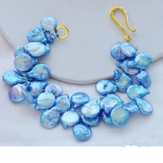 New Unique Pearl Bracelet 2 Rows 8'' 15mm Coin Blue Freshwater Cultured Pearl Bracelet Handmade Woman Jewelry Chirstmas Gift
New Unique Pearl Bracelet 2 Rows 8'' 15mm Coin Blue Freshwater Cultured Pearl Bracelet Handmade Woman Jewelry Chirstmas Gift