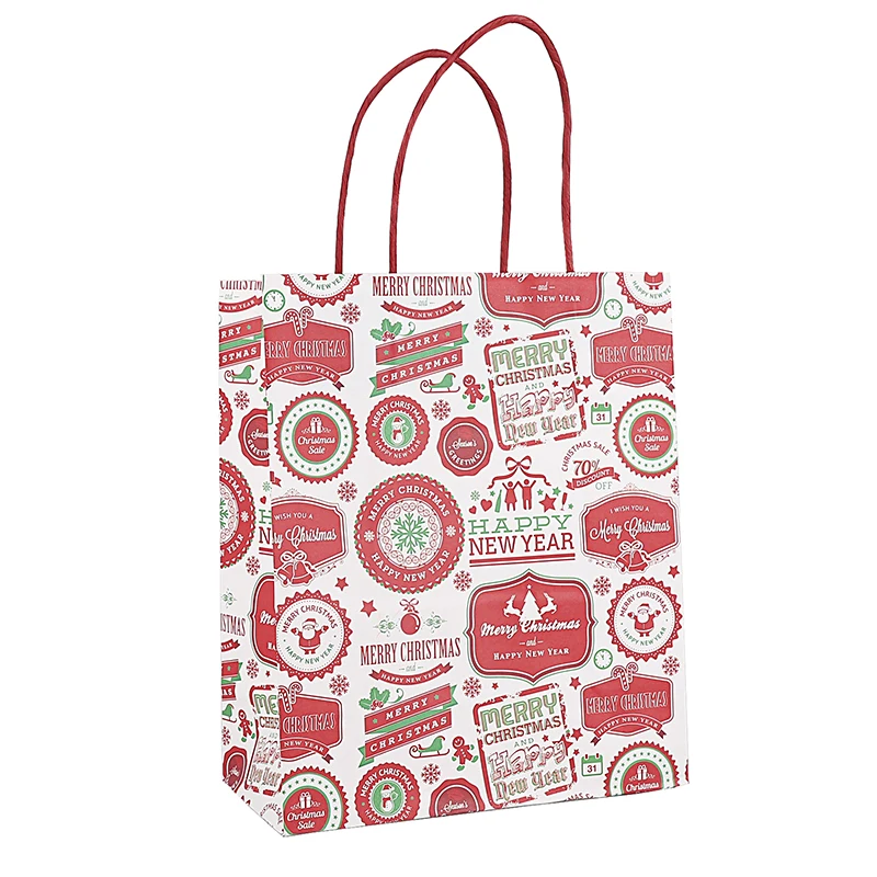 4pcs christmas gifts kraft paper bags eco bags