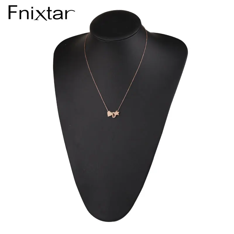 Fnixtar 20Pcs/Lot Star Heart Initials Necklace Stainless Steel Sweater Chain Letter Pendant For Women's Gifts | Украшения и