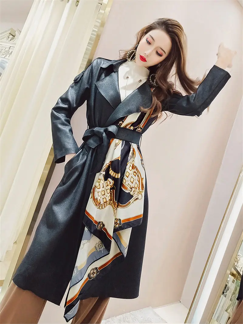 2019 Autumn Korean Temperament British Wind Print Silk Scarf Stitching Suede Jacket Long-sleeved Windbreaker Female Coat f1982
2019 Autumn Korean Temperament British Wind Print Silk Scarf Stitching Suede Jacket Long-sleeved Windbreaker Female Coat f1982