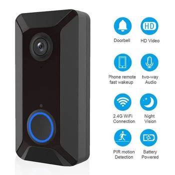 2.4GHz Smart Wireless Wifi Video Doorbell Intercom Phone Call Door Bell Camera Infrared Remote Record Home Security Monitoring
2.4GHz Smart Wireless Wifi Video Doorbell Intercom Phone Call Door Bell Camera Infrared Remote Record Home Security Monitoring