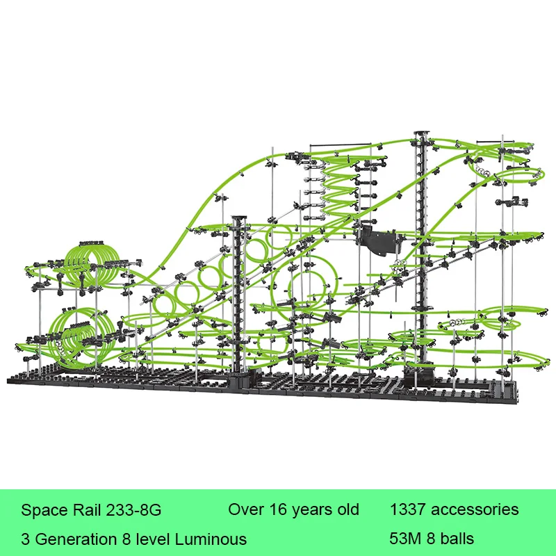 Space Rail 8 Levels Glow In Dark 233-8G Roller Coaster Space Ball Model Building Kits DIY Educational Toys for Children
Space Rail 8 Levels Glow In Dark 233-8G Roller Coaster Space Ball Model Building Kits DIY Educational Toys for Children
