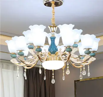 European style chandelier luxury atmosphere living room ceramic crystal simple modern simple European restaurant 2020 new lamp l 
European style chandelier luxury atmosphere living room ceramic crystal simple modern simple European restaurant 2020 new lamp l