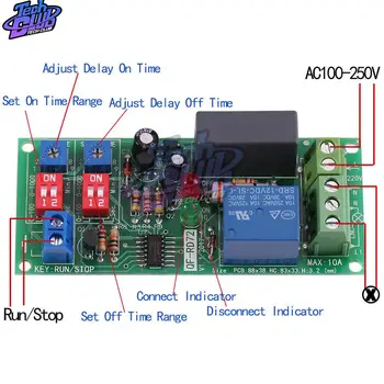 

Adjustable AC 100V 110V 120V 220V 230V 240V Dual Time Cycle Delay Timing Relay Repeat ON OFF Switch Infinite Loop Timer Module