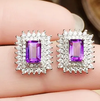 Natural real amethyst glitter stud earring Free shipping 925 sterling silver 0.6ct*2pcs gemstone For men or women #R98501
Natural real amethyst glitter stud earring Free shipping 925 sterling silver 0.6ct*2pcs gemstone For men or women #R98501