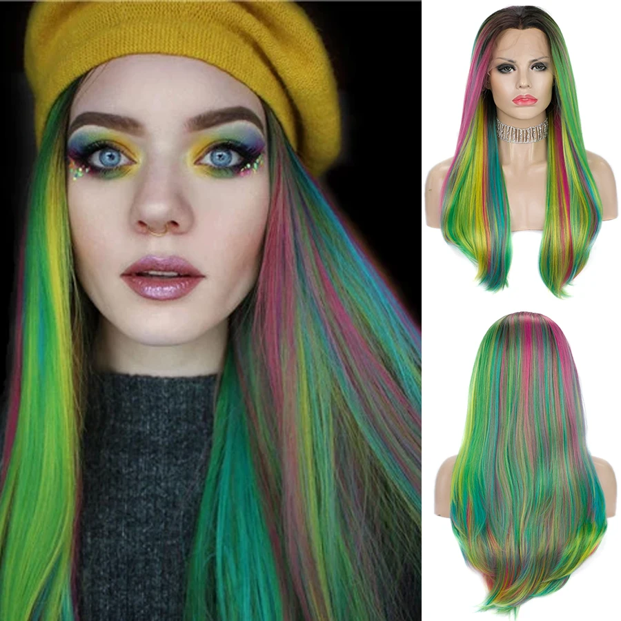 Pinkshow Rainbow Wig Green Wigs For Women Synthetic Lace Front Wig Straight Hair Heat Resistant Fiber Cosplay Wig
Pinkshow Rainbow Wig Green Wigs For Women Synthetic Lace Front Wig Straight Hair Heat Resistant Fiber Cosplay Wig