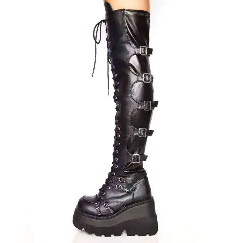 Winter Fashion Sexy Over The Knee High Boots Waterproof Cross Lacing Zipper Women's Boots Thick Bottom Motercycle Boots Size 43
Winter Fashion Sexy Over The Knee High Boots Waterproof Cross Lacing Zipper Women's Boots Thick Bottom Motercycle Boots Size 43