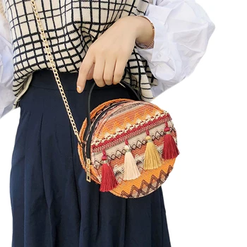 AA Women's Chain Small Round Bag Crossbody Bag Fashionable Multi-color Ethnic Style Tassel Handbag Shoulder Messenge Bag
AA Women's Chain Small Round Bag Crossbody Bag Fashionable Multi-color Ethnic Style Tassel Handbag Shoulder Messenge Bag
