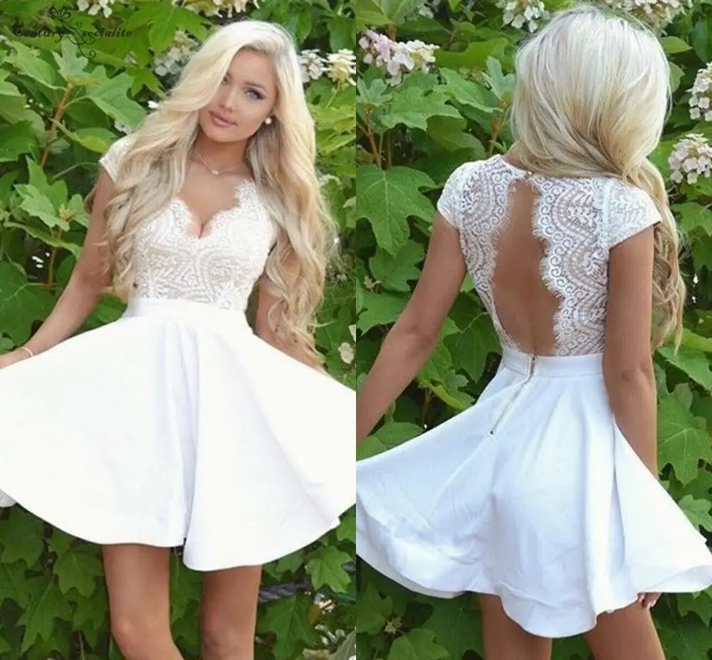 2019 Lace Homecoming Dresses Short Cap Sleeves Open Back Mini Prom Gowns Graduation Dresses Cocktail Gowns Plus Size Cheap
2019 Lace Homecoming Dresses Short Cap Sleeves Open Back Mini Prom Gowns Graduation Dresses Cocktail Gowns Plus Size Cheap