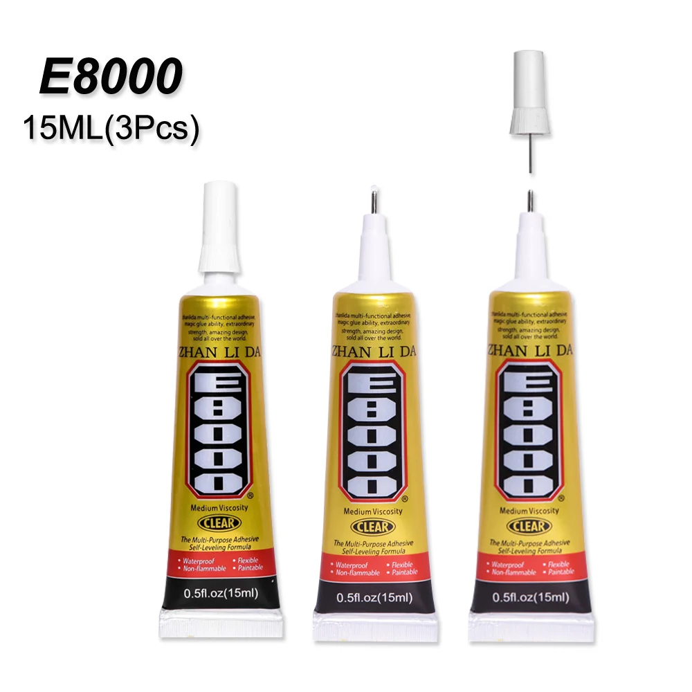 3Pcs 15ml E8000 Glue Clear Liquid Rubber Touch Screen Adhesive Super Strong Rhinestone Fabric Textile Clear Jewelry Bead Acrylic
3Pcs 15ml E8000 Glue Clear Liquid Rubber Touch Screen Adhesive Super Strong Rhinestone Fabric Textile Clear Jewelry Bead Acrylic