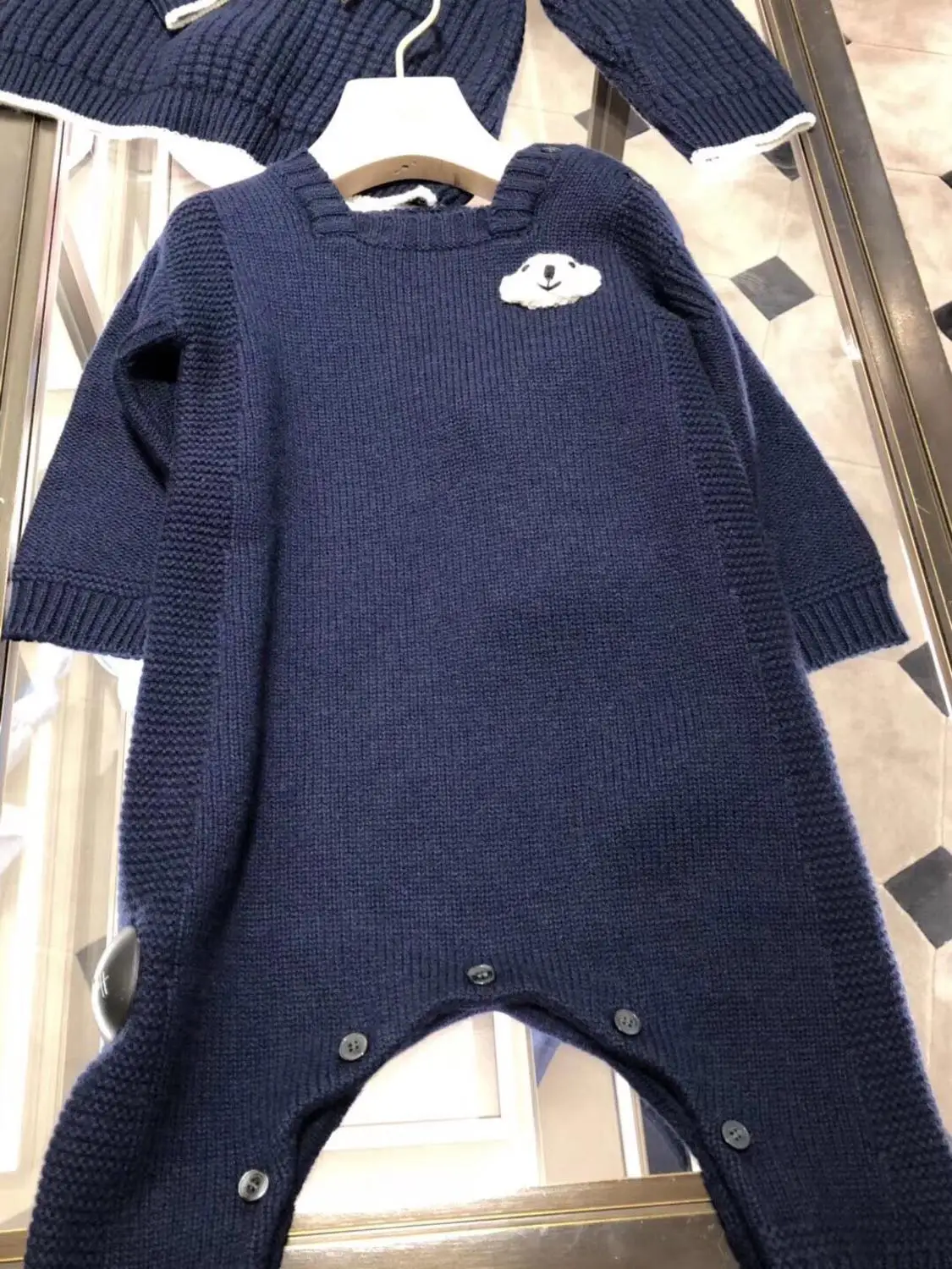 Baby jumpsuit bear pattern navy color boutique kids romper knitting infant rompers
Baby jumpsuit bear pattern navy color boutique kids romper knitting infant rompers
