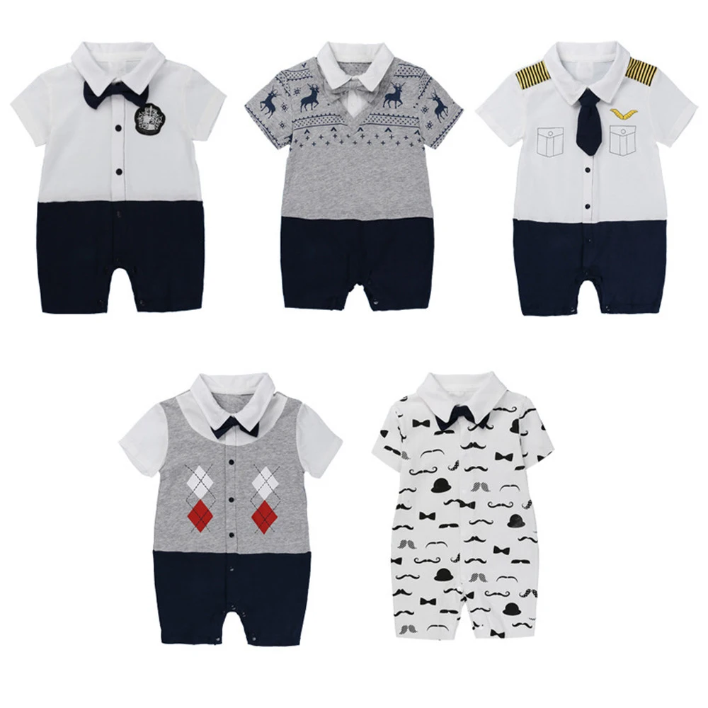 

Prowow Summer Baby Boy Clothes Gentleman Outfits For Newborn Male Tie Baby Overalls For Children's Jumpsuits Soft Infant Costume