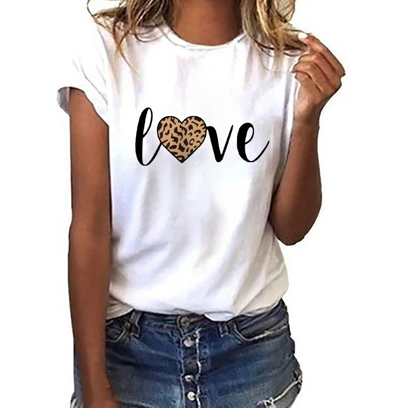 Leopard Heart Print Love T-shirt Ladies Short Sleeve Cute T-shirt Valentine's Top Women's T-shirt Harajuku O-Neck Tee
Leopard Heart Print Love T-shirt Ladies Short Sleeve Cute T-shirt Valentine's Top Women's T-shirt Harajuku O-Neck Tee