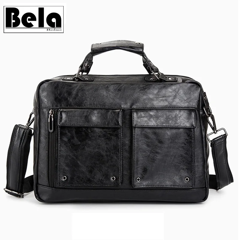 BelaBolso Double Pocket Men Briefcase Handbag Vintage Shoulder Bag Male Bag For Documents Large Capacity Travel Bag Totes HMB687 
BelaBolso Double Pocket Men Briefcase Handbag Vintage Shoulder Bag Male Bag For Documents Large Capacity Travel Bag Totes HMB687