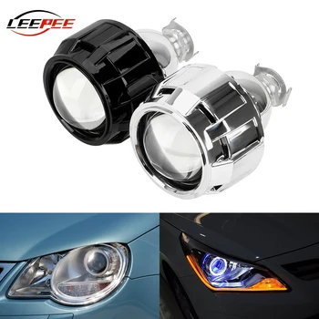 LEEPEE For H1 LED Bulb H4 H7 Headlight Xenon HID Projector Lens Silver Black Shell 2.5 Inch Motorcycle Car Accessories