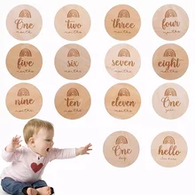

19pcs Baby Milestone Set Monthly Memorial Cards Newborn Baby Wooden Engraved Age Photography Props Toy Accessories Birthing Gift