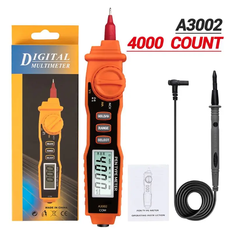 A3002 Digital Multimeter Pen Type 4000 Counts with Non Contact AC/DC Tester Tool R9JF
A3002 Digital Multimeter Pen Type 4000 Counts with Non Contact AC/DC Tester Tool R9JF