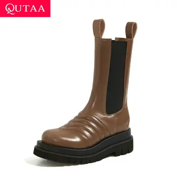 QUTAA 2021 Platform Round Toe Casual Slip on Women Shoes Square Heel Mid Calf Boots Cow Leather Knitting Ladies Pumps Size 34-39
QUTAA 2021 Platform Round Toe Casual Slip on Women Shoes Square Heel Mid Calf Boots Cow Leather Knitting Ladies Pumps Size 34-39