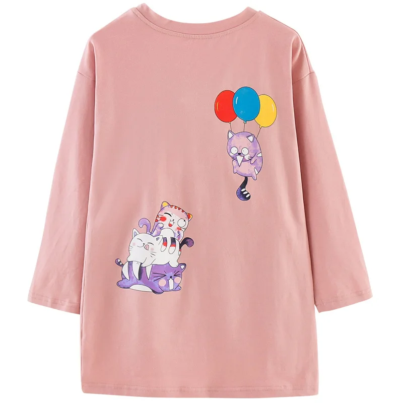 

Kids T Shirts for Teenage Girls 4 To 14 Years Luxury Cartoon Long Sleeve Mini Shirts Dress 95% Cotton 5% Spandex Boutique Tops