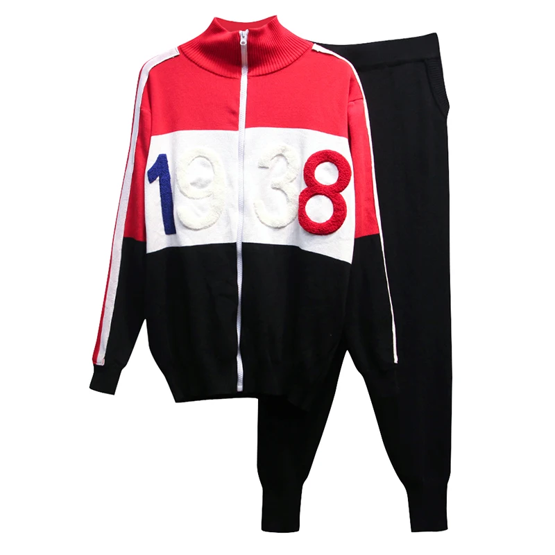 HIGH STREET New Stylish 2019 Runway Suit Set Women's Color Block Zip Sweatshirt Pants Set
HIGH STREET New Stylish 2019 Runway Suit Set Women's Color Block Zip Sweatshirt Pants Set