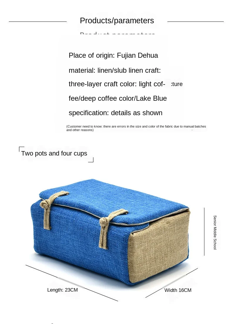 Description Picture 3 of itemOutdoor Travel Teaware Storage Bag Linen Material Tea Cozies Portable For 2 Teapots 2/4/6 Cups Buckle Design Hand Bag ZH559