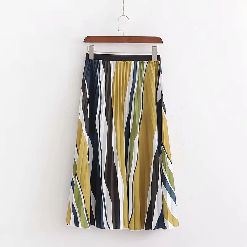 2019 New Women elastic waist color matching striped print pleated skirt faldas mujer ladie casual slim chic brand skirts QUN415
2019 New Women elastic waist color matching striped print pleated skirt faldas mujer ladie casual slim chic brand skirts QUN415