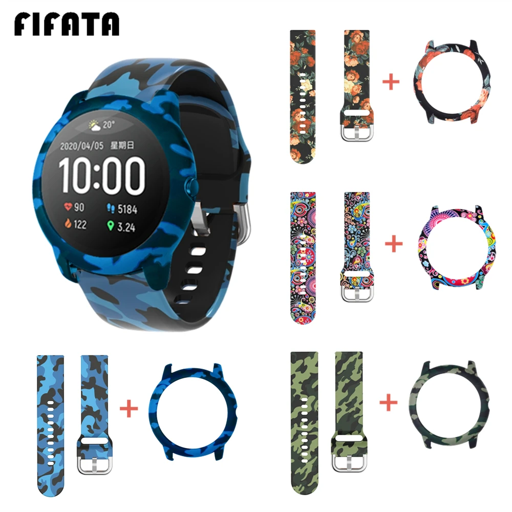 Силиконовый ремешок FIFATA + чехол из поликарбоната 2 в 1 для Xiaomi Haylou Solar LS05 браслет