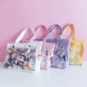 2020 new Japanese Transparent Shoulder Bag Canvas Single Side Transparency Handbag For Dango Badge Show Ita Bag itabag
2020 new Japanese Transparent Shoulder Bag Canvas Single Side Transparency Handbag For Dango Badge Show Ita Bag itabag