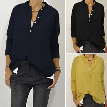 2020 Printemps Femmes Chemisier ZANZEA Dames Manches Longues Travail OL Chemises En Coton tops tuniques décontracté Lâche Blusas Chemise grande taille(China)