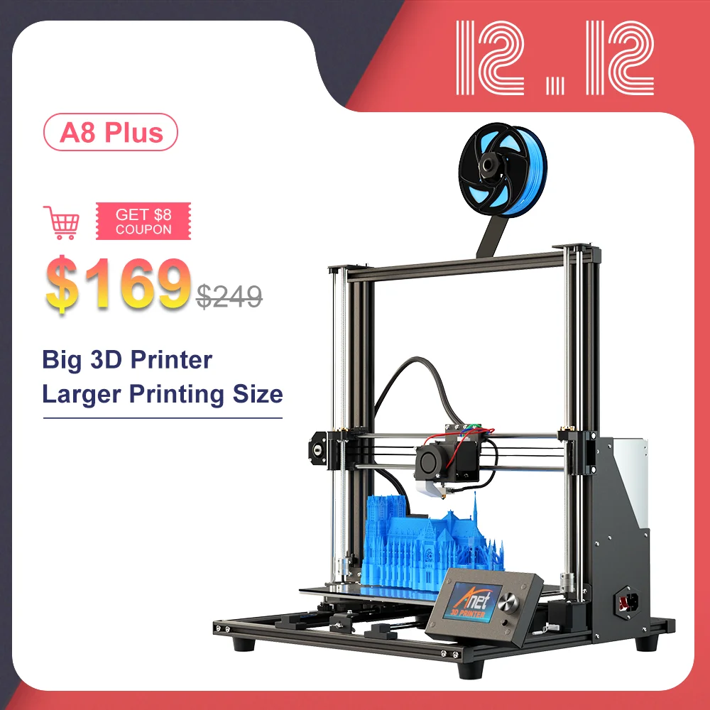 Anet A8 plus 3D Printer Kits Printing Size Full Metal Frame High Precision Extruder And Nozzle 3д пѬинеѬ 3D Printer
Anet A8 plus 3D Printer Kits Printing Size Full Metal Frame High Precision Extruder And Nozzle 3д пѬинеѬ 3D Printer