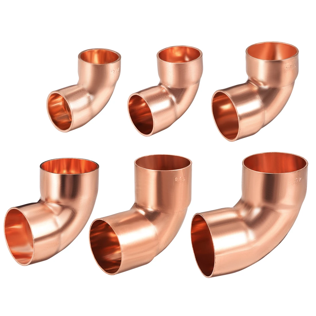 uxcell 90 Degree Copper Elbow Short-Turn Pipe Fitting Conector for Plumbing 1/2-inch 7/8-inch 1-inch 1-3/8-inch ID | Обустройство