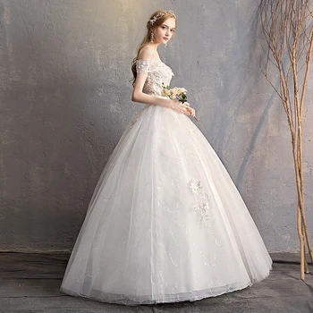 Boat Neck Off the Shoulder Fashion Wedding Gowns 2020 New Lace Embroidery Sequin Pearls Wedding Dress 
Boat Neck Off the Shoulder Fashion Wedding Gowns 2020 New Lace Embroidery Sequin Pearls Wedding Dress