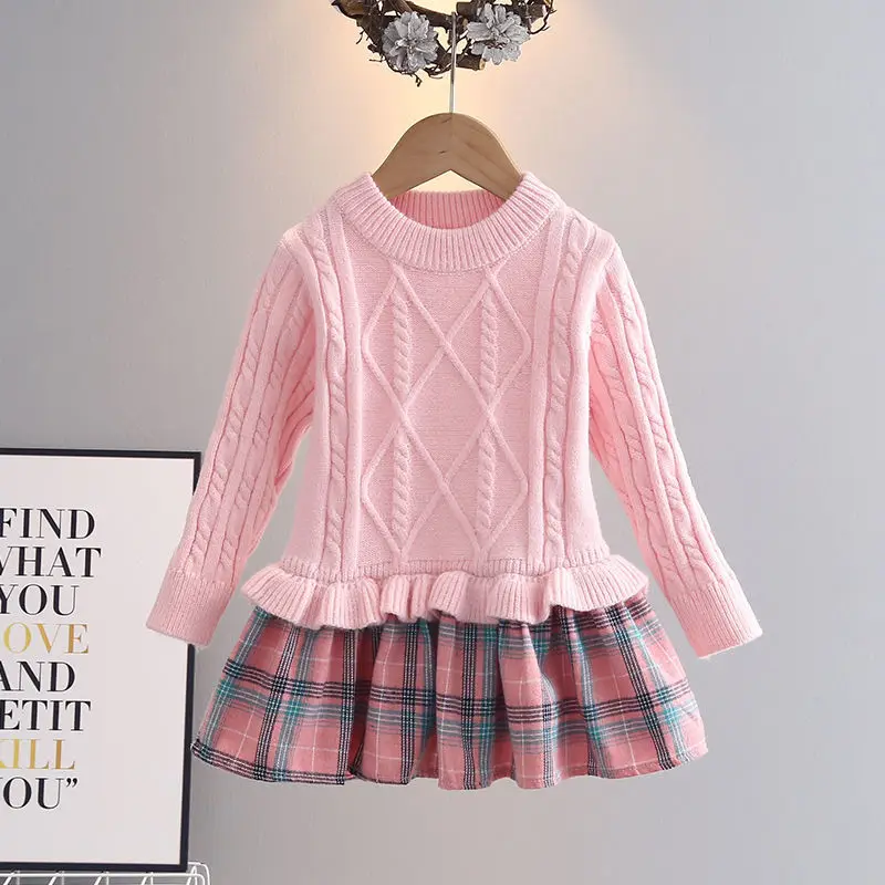 Dress Autumn Winter Long Sleeve Round Neck Girls' Fashionable Sweater One-Piece Dress Beautiful Princess Knitted Sweater 4-10T 
Dress Autumn Winter Long Sleeve Round Neck Girls' Fashionable Sweater One-Piece Dress Beautiful Princess Knitted Sweater 4-10T