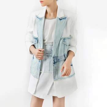 Denim Patchwork Women's Blazer Notched Collar Long Sleeve Tunic Elegant Female Jacket 2019 Fashion Autumn New
Denim Patchwork Women's Blazer Notched Collar Long Sleeve Tunic Elegant Female Jacket 2019 Fashion Autumn New