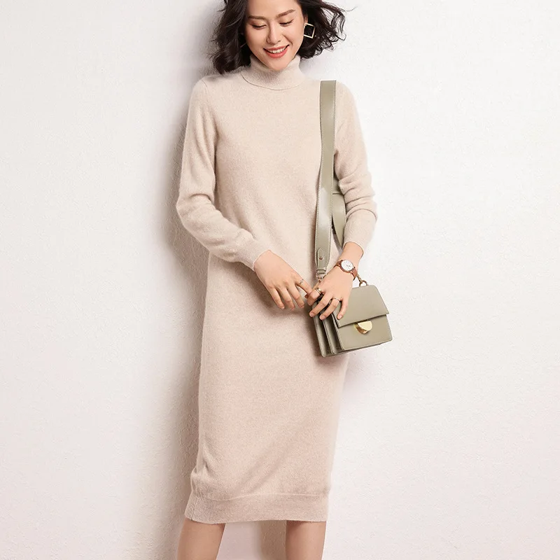 Cashmere Sweater Women's High Collar Pullover Woollen Sweater New Style Women's Mid-length Warm Sweater Loose-Fit Slimming Sweat 
Cashmere Sweater Women's High Collar Pullover Woollen Sweater New Style Women's Mid-length Warm Sweater Loose-Fit Slimming Sweat