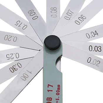 17 Blades Carbon Steel Metric Feeler Gauge 0.02-1.0mm Filler Gauge Table Saw Fence Thickness Gap Gauge Measuring Tool
17 Blades Carbon Steel Metric Feeler Gauge 0.02-1.0mm Filler Gauge Table Saw Fence Thickness Gap Gauge Measuring Tool