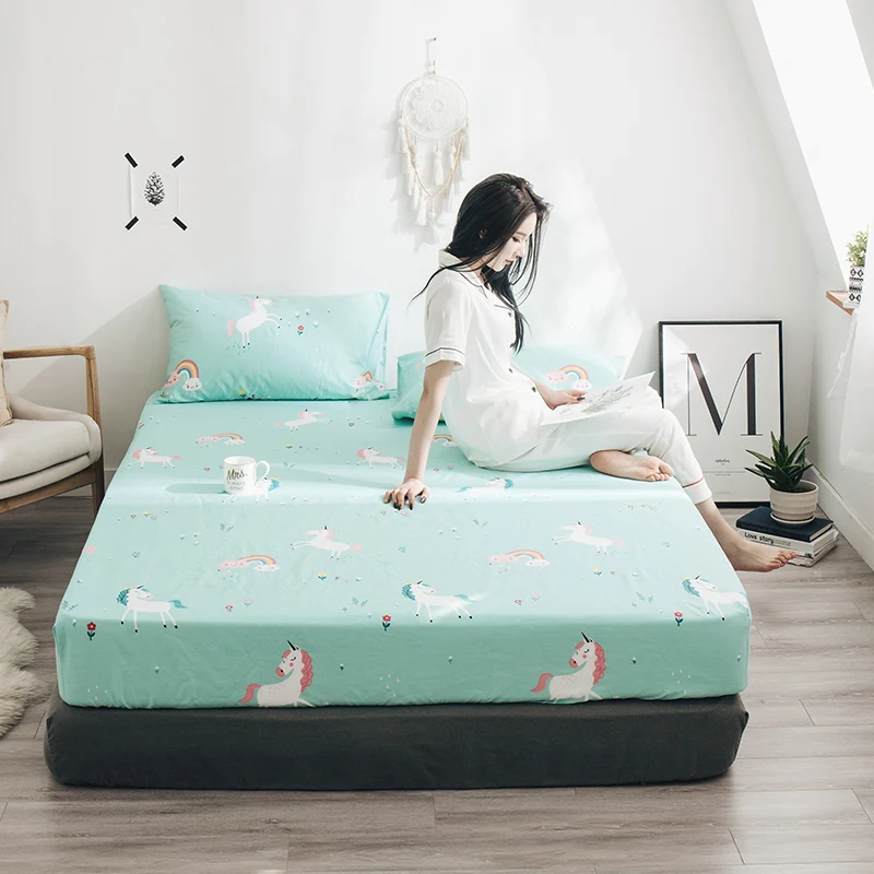 Fashion Green Cartoon Unicorn Printed Bed Sheet 1pc Kids Cartoon Fitted Sheet Mattress Protector Cover 100% Cotton Fabric Hot
Fashion Green Cartoon Unicorn Printed Bed Sheet 1pc Kids Cartoon Fitted Sheet Mattress Protector Cover 100% Cotton Fabric Hot