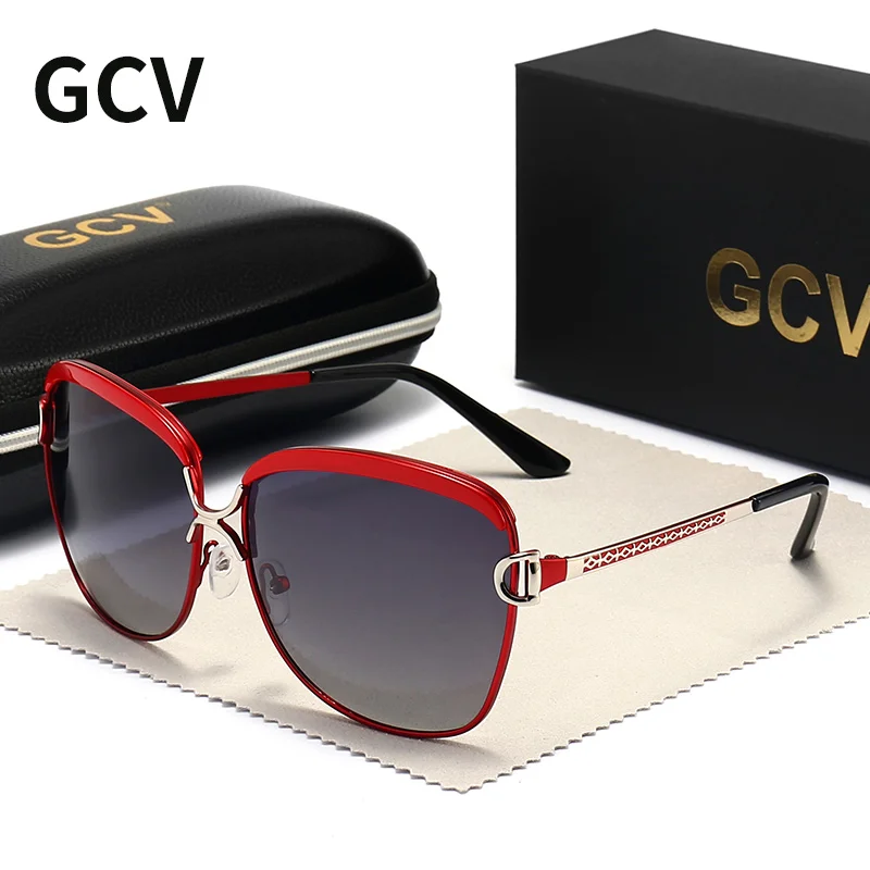 

GCV Polarized Ladies Sunglasses Women Gradient Lens Round Sun Glasses Square Luxury Brand Oculos Lunette De Soleil Femme